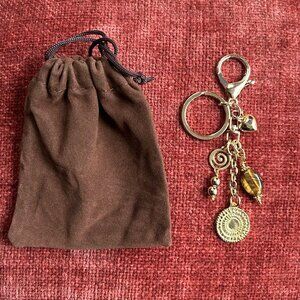 TIGER'S EYE SPIRAL BAG CHARM Brown and Gold Tone Charms🐆